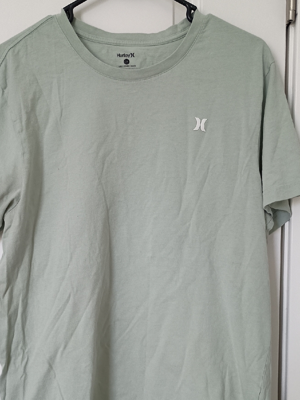 Hurley Men's Short Sleeve Crew Tee in Sage Green with White Logo